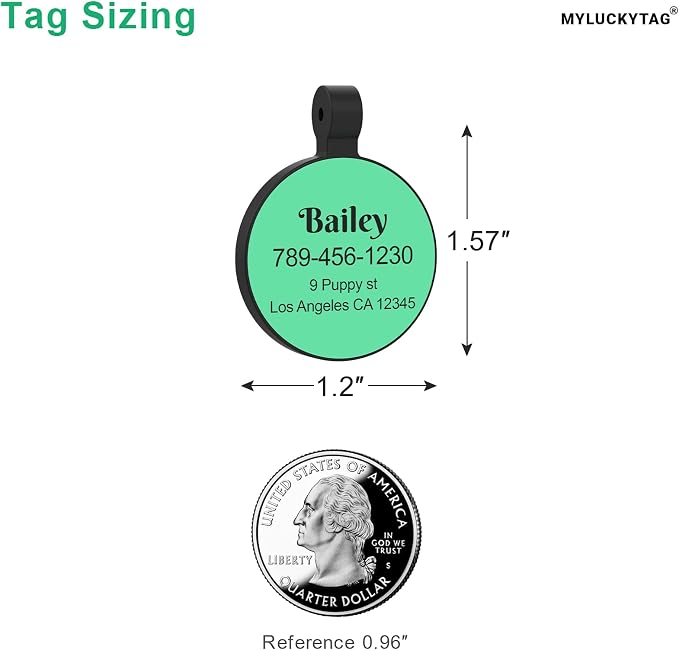 MYLUCKYTAG Silent Silicone QR Code Pet ID | Personalized Dog & Cat Collar Tag | Online Profile with Scanned Location Alert Email