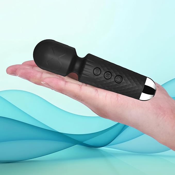 CHARMING Handheld Personal Wand Massager – Waterproof, USB Rechargeable, 20 Vibration Patterns, 8 Speeds, Quiet &, Skin-Soft Silicone for Travel Friendly Relaxation Tool -Black