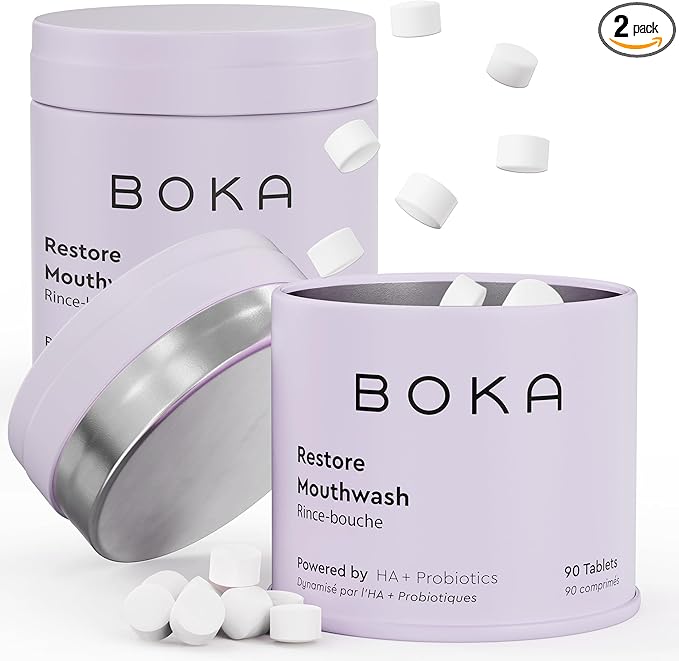 Boka Travel Size Mouthwash Tablets - Hydroxyapatite, Fluoride Free & Alcohol Free - Chewable Tablets to Freshen Breath - (Pack of 2, 90 Pcs, Mint)