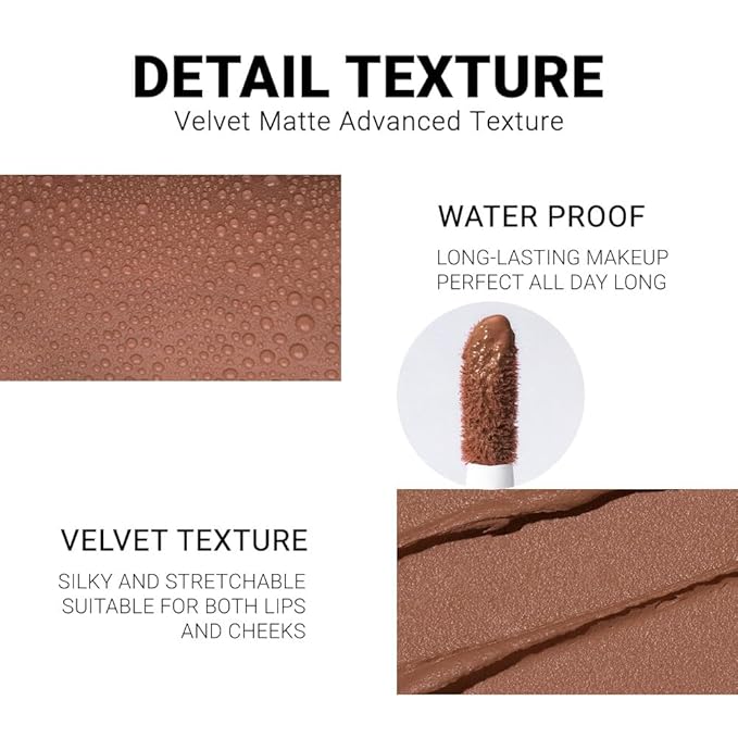 evpct 1Pcs Light Nude Soft Brown Matte Liquid Lipstick Lip Gloss Glossy Set for Black Women 24 Hour Silky Velvet Lipstick labiales matte larga duracion mate 24 horas originales 12#