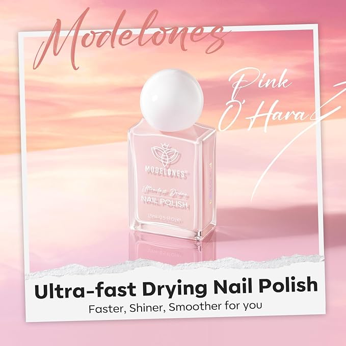 modelones Pastel Pink Nail Polish, Valentines Light Pale Pink 15 ml Quick Dry Nail Lacquer Strengthener Long Last Shine Fingernail Toe Nail Art DIY Home Manicure Gift for Women Girls