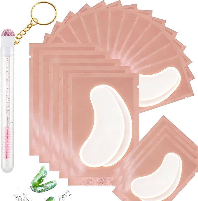 100 Pairs Professional Under Eye Pads Gel Lash Extensions, Premium Hydrogel Patch Gel Pad Beauty Makeup Tool for Under Eyes Eyelash Extension (Light Pink)