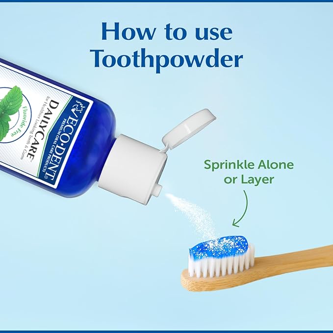 Eco-Dent DailyCare Baking Soda Toothpowder, Original Mint - SLS & Fluoride-Free Toothpaste Powder with Minerals & Essential Oils, Toothpaste Alternative + DailyRinse Single-Use Pack