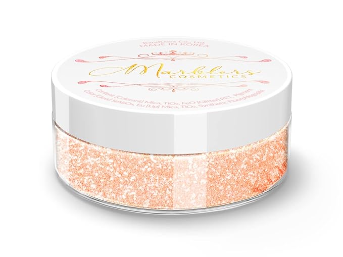 MARBLERS Chunky Natural Mica Powder [Apricot Pearl] 0.11oz (3g) | Highly Pigmented | Non-Toxic, Vegan, Cruelty-Free | Eyeshadow, Body Butter, Nail Polish, Nail Art | Party, Body, Face Makeup