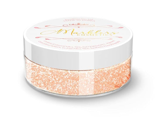 MARBLERS Chunky Natural Mica Powder [Apricot Pearl] 0.11oz (3g) | Highly Pigmented | Non-Toxic, Vegan, Cruelty-Free | Eyeshadow, Body Butter, Nail Polish, Nail Art | Party, Body, Face Makeup