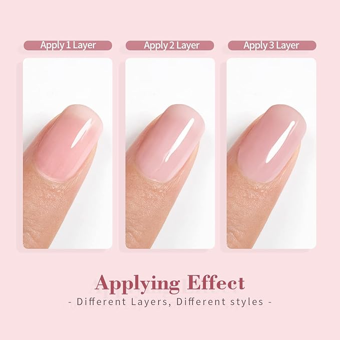 RARJSM Nude Gel Polish Set Purple Jelly Gel Nail Polish of 6 Transparent Colors 7.5ml Clear Mavue Purple Pink Sheer Rose Red Brown Autumn Winter French Manicure LED UV Gel Curing Requires Soak Off