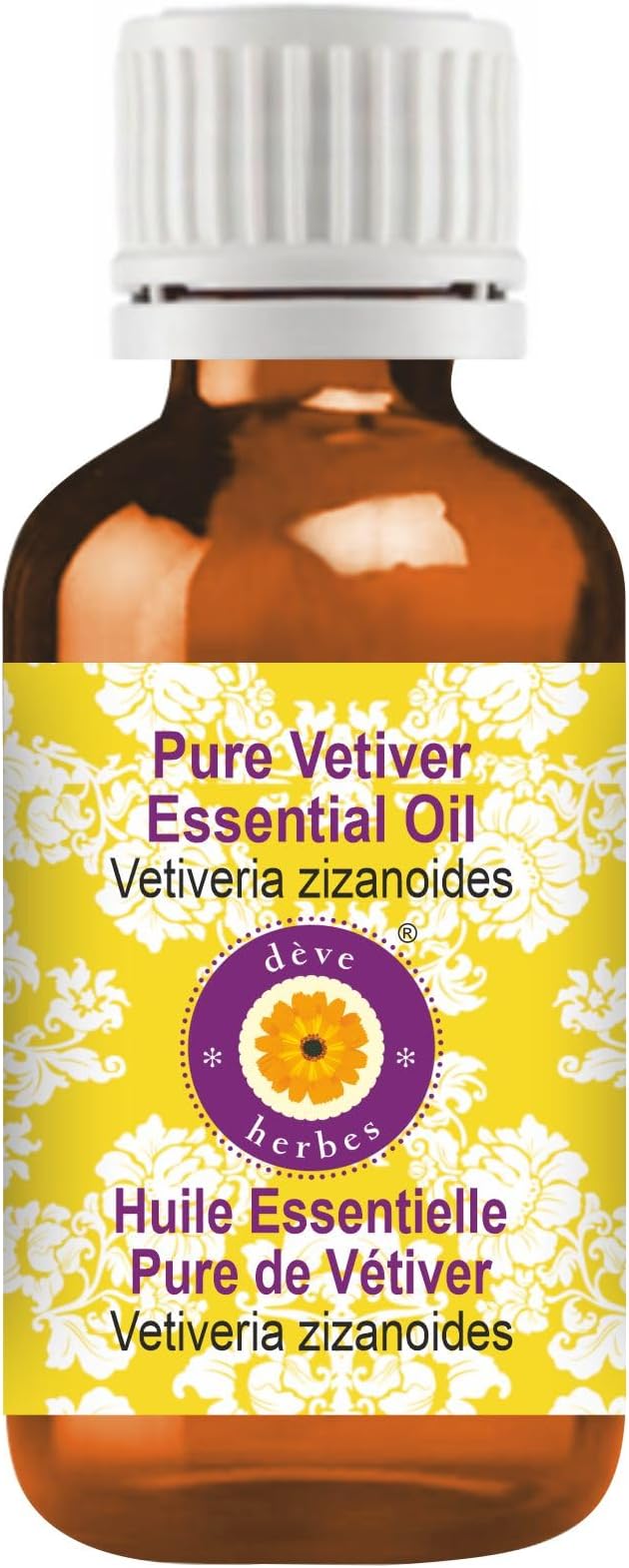 Deve Herbes Pure Vetiver Essential Oil (Vetiveria zizanoides) Steam Distilled 15ml (0.50 oz)