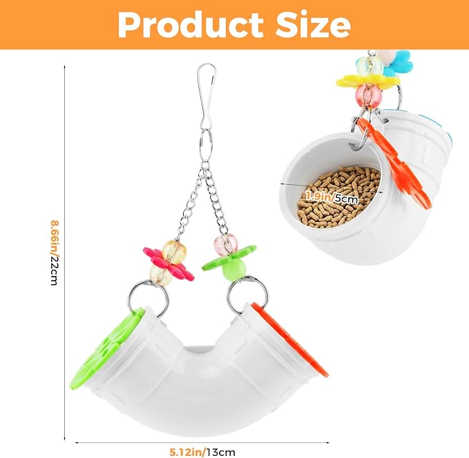 2-Pack Rat Enrichment Toys,Interactive Slow Feeder Puzzle Toys Set for Mice and Parakeets,Hanging Foraging Feeders with 2 Styles, Wide Opening for Various Treats
