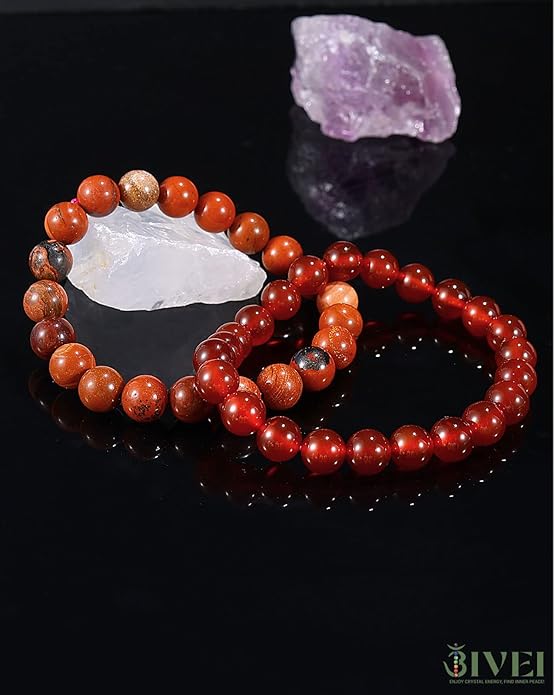 Bivei Natural Gemstone Semi Precious Healing Crystals Handmade Stretchy Round Beads Bracelet,Stocking Stuffers for Women Enhance Positive Energy