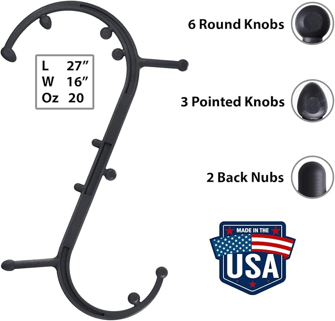 Body Back Buddy Classic USA Made FSA Eligible Handheld Massage Cane - Full Body Trigger Point Tool for Deep Tissue Pain Relief - Dual Hooks for Back, Shoulder, Neck - Manual Back Massager (2.0 Black)