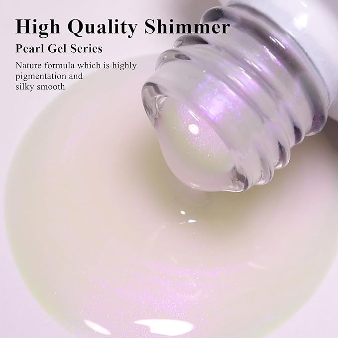 Imtiti Pearl Gel Nail Polish, 0.5 Fl Oz Purple Transparent Shell Shimmer Mermaid Drawing Polish, Iridescent Pearlescent Spring Summer UV LED Soak Off
