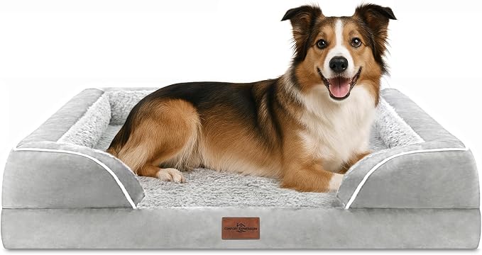 Comfort Expression Waterproof Orthopedic Dog Beds for Large Sized Dog | Supportive Egg Crate Foam Large Pet Bed with Removable Bolsters, Dog Couch with Washable Cover & Non-Slip Bottom, 38x25 Inch