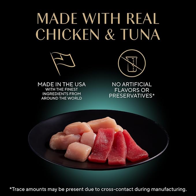 Sheba Perfect Portions Pate Wet Cat Food, Chicken & Tuna, 2.6 oz, 24 ct | Grain-free, made in USA, no fillers, no artificial flavors, complete & balanced all life stages, twin-pack trays