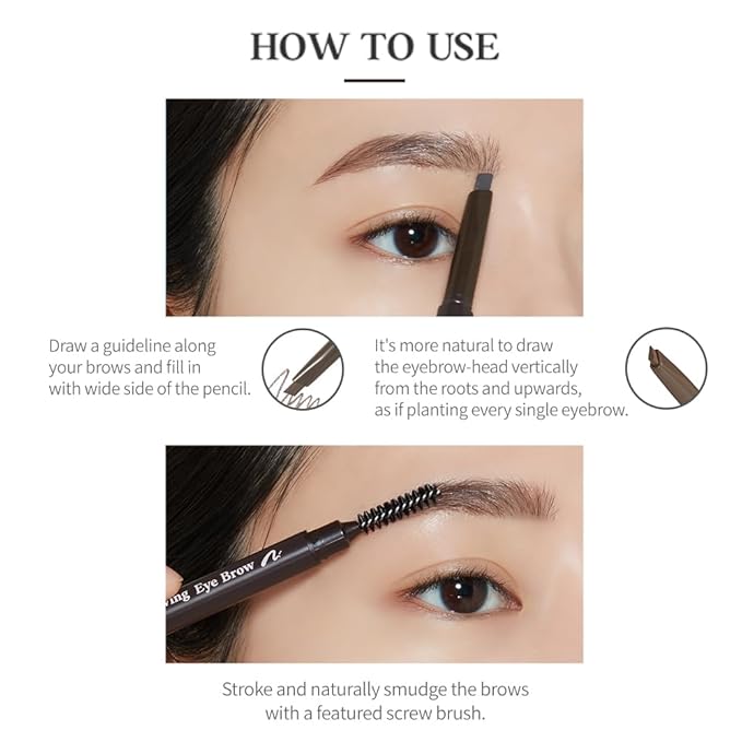 ETUDE Drawing Eye Brow, Eyebrow Pencil, Microblading, Long Lasting, Soft Textured Natural Daily Look, Korean Makeup, Beauty, Gray Brown (0.008 Ounce)