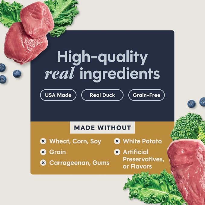 Instinct Pate Entrees, Wet Canned Cat Food, Real Duck, 5.5 oz (12 Count) | Rich & creamy pate texture, high protein, real duck, whole-food ingredients, grain-free, hydration support
