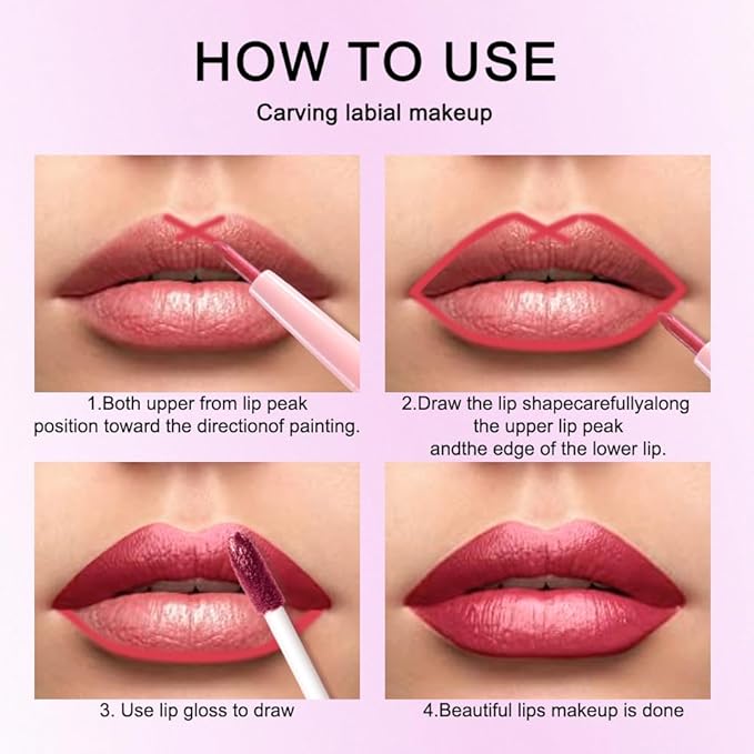 evpct Burgundy Metallic Shimmer Lip Liner and Lipstick Combo Lip Gloss Stain Set Makeup for Women Long Lasting Waterproof 24, Burgundy Metallic Shimmer Frosted Iridescent Glossy Liquid Lipstick 23