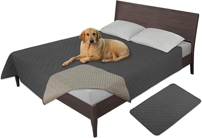 Easy-Going Waterproof Dog Bed Cover, Non-Slip Pet Blanket, 120x82in | Dark Gray, Leakproof Couch Cover, Machine Washable Furniture Mattress Protector, Soft Sofa Mat For Dogs, Pet Friendly