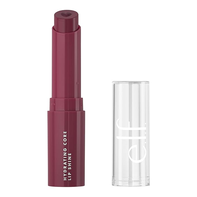 e.l.f. Hydrating Core Lip Shine, Lip Balm For A Sheer Tint Of Color & Soft Shine, Made With Nourishing Vitamin E, Vegan & Cruelty-Free, Delightful
