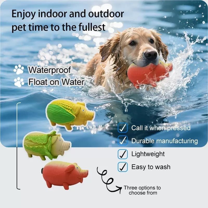 Dog Squeaky Toy, 2 Pack Latex Chew Toys with Oinks Sound Squeaker Cabbage&Carrots Grunting Pig Dog Toy Durable Dogs Squeeze Toy for Small Medium Large Dog Dental Biting Chasing to Kill Boring Time