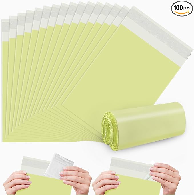Sanitary Napkin Disposal Bags FARVIGOR, 100Pcs Women Feminine Hygiene Disposal Bags for Tampons and Pads, Personal Disposal Bag Self-Sealing, Privacy Protection, 9.8x5.9"(Light Green)