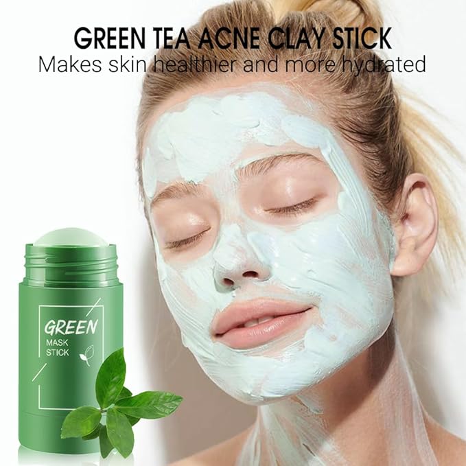 2Pcs Green Tea Clay Mask Stick For Face, Blackhead Remover For Face, Deep Pore Cleansing, Moisturizing, Skincare Facial Mask for Refining Pores and Controlling Oil (Green Tea 2Pcs)