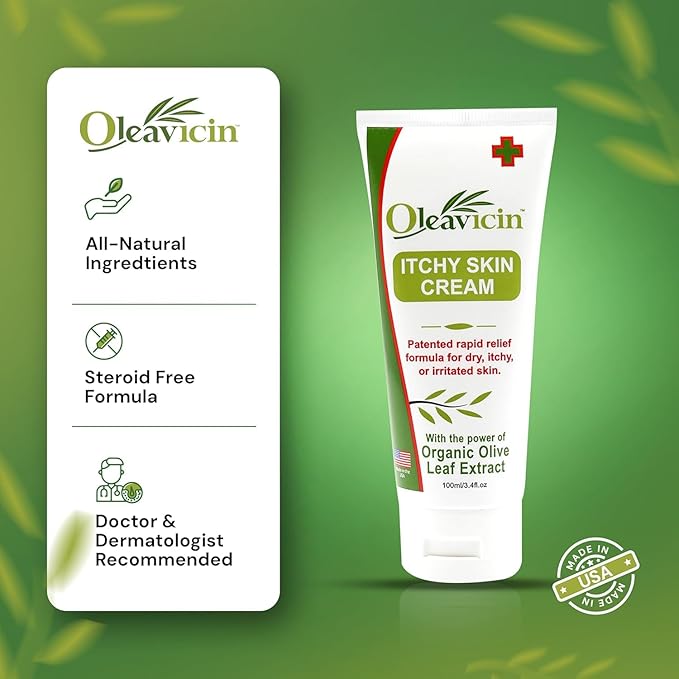 Oleavicin Extra Strength Anti-Itch Cream (2 Pack) for Dry, Itchy Skin Relief – Natural Fungal & Rash Treatment with Olive Leaf Extract – Fast-Acting, Long-Lasting Itch Relief