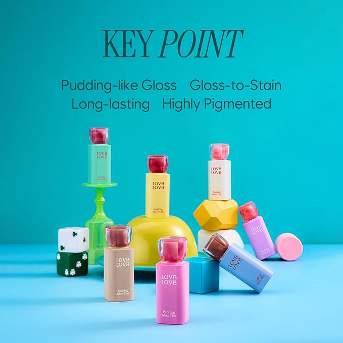 Pudding Glow Korean Lip Tint | Natural Lip Stain | Gloss to Stain | Long-Lasting & Non-Sticky | Lightweight Lip Tint 0.14 oz.
