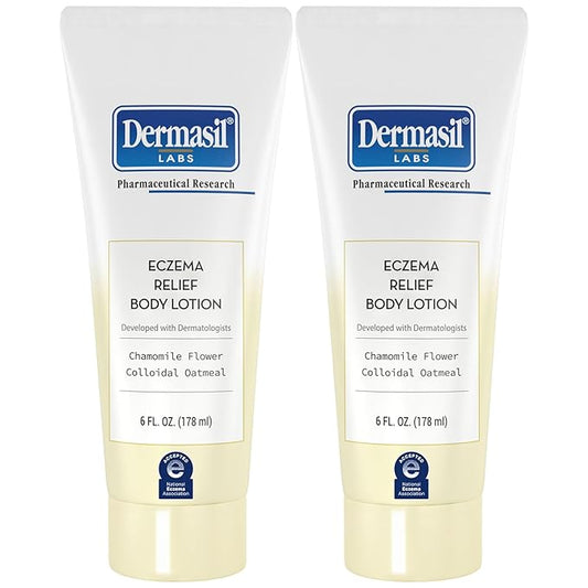 Dermasil Eczema Relief Body Lotion, 2-Pack – Non-Greasy, Fast-Absorbing, Fragrance-Free Formula with Colloidal Oatmeal and Chamomile, Cruelty-Free, 6 Oz Ea