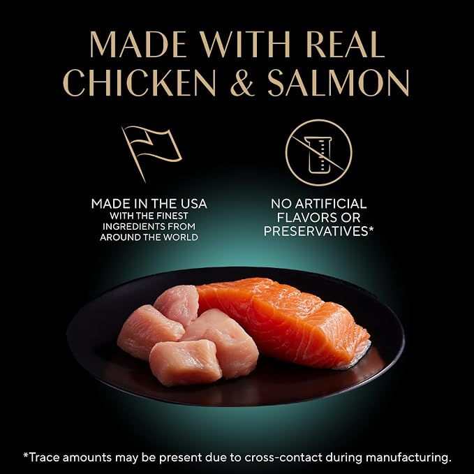 Sheba Perfect Portions Pate Wet Cat Food, Multipack, 2.6 oz, 6 ct, 2pk | Grain-free, Chicken & Sustainable Salmon, no fillers, no artificial flavors, made in USA, real meat, twin-pack trays