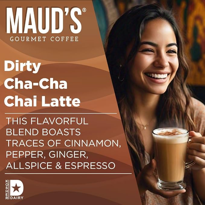 Maud's Espresso Chai Tea Latte Pods, 36 ct, Single Serve Chai Tea Pods - 100% Gourmet Blended Tea Leaves, Compatible with Keurig K Cups Maker