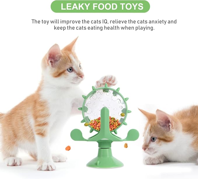 iplusmile Cat Puppy Feeding Toy Slow Food Dispenser with Rotating Windmill Puzzle Feeder Interactive Pet Slow Feeder 6.41X5.43X2.91 Inch