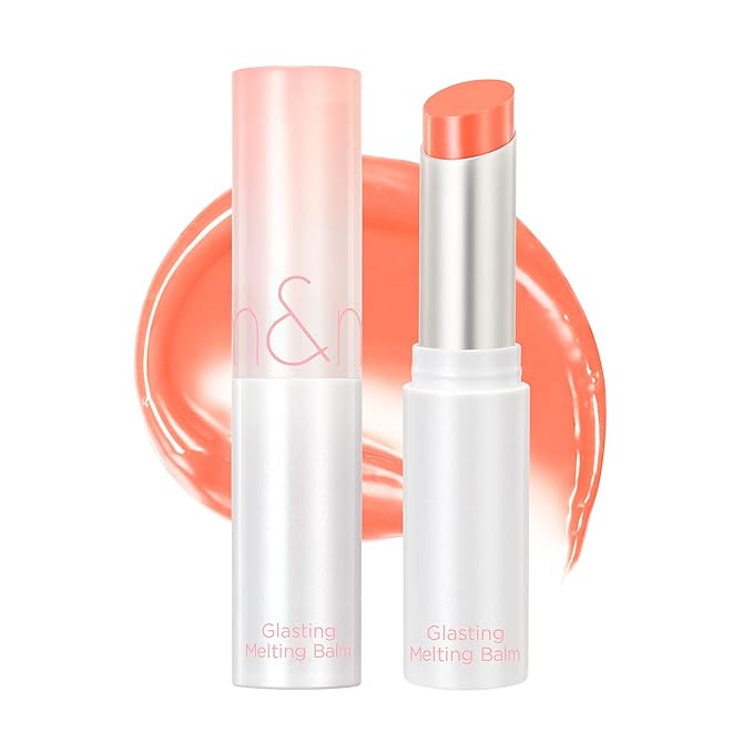 rom&nd GLASTING MELTING BALM 08 CORALIA - Hydrating Lip Gloss Balm for Juicy, Plump, & Vivid Coral Shine