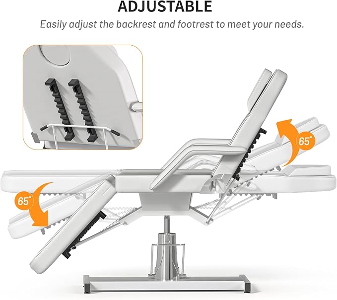 Hydraulic Facial Chairs for Esthetician Bed with Stool Height Adjustable Tattoo Chair for Client Spa Esthetician Aesthetic Treatment