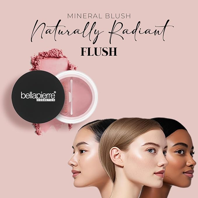 Bellapierre Mineral Blush – Loose Powder Blush, Lightweight Cheek Color, Warm Dewy Finish, Talc-Free, Hypoallergenic & Non-Toxic – 0.3 oz – Suede