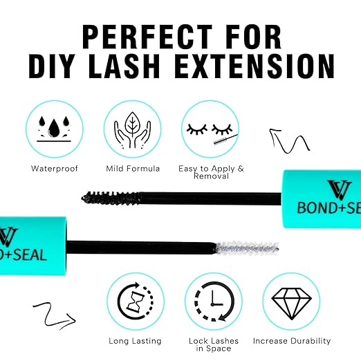 VAVALASH Lash Bond and Seal Waterproof Lash Glue 2 in 1 Long Lasting Lash Clusters Bond for Eyelash Extensions Strong Hold Waterproof Adhesive and Sealant DIY Lash Extension Glue