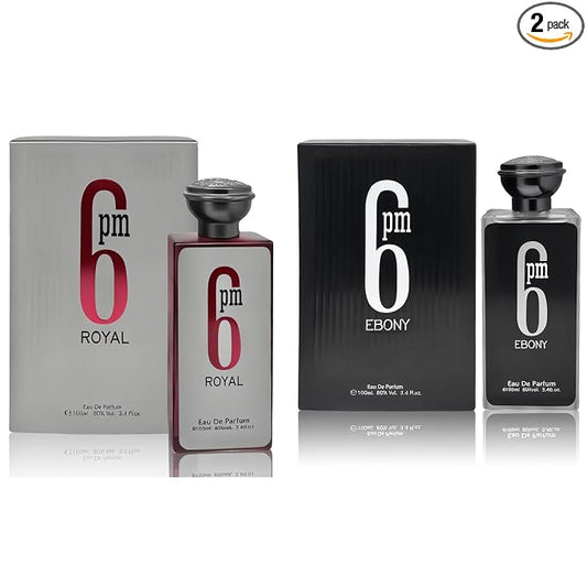 A CENTER 6PM Ebony&6PM Royal Men's Cologne Eau de Parfum Gift Set - 3.4 Fl Oz Each | Citrus Spicy & Woody Ambergris Fragrance | Luxury Perfume for Day & Night