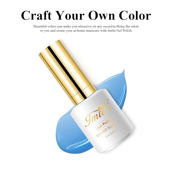 Imtiti Jelly Gel Nail Polish, 1 Pcs 0.5 Fl Oz Blue Jelly Gel Polish Soak Off LED U V Nail Gel Polish Sheer Transparent Gel Nail Polish DIY Nail Art Starter Manicure Salon Gel Nail Kit for Women Girls