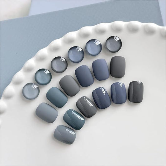 GAOY Blue Gel Nail Polish Set, 6 Colors Dark Gray, UV Light Cure Gel Polish for Nail Art DIY at Home