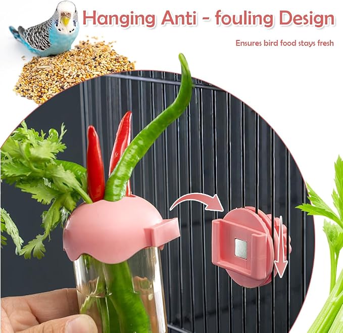 2 Pack Bird Cage Vegetable Feeder Veggies Holder with Water No Mess Hanging Feeder for Canary Finch Parakeet Budgie Cockatiel Lovebird