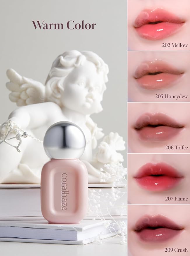 Dew Drop Tint #204 Rare 4.5g, Glossy, Lightweight Lip Stain, Glass-Like, High Shine, Moisturizing Lip Oil, Long Lasting Color, Hydrating Gloss, Dewy Finish, Korean Beauty Makeup