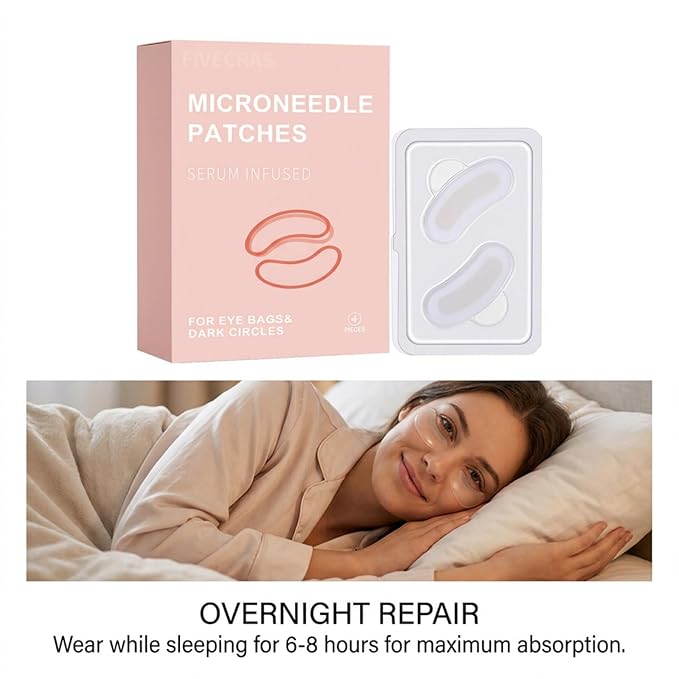 4 Pairs Micro Eye Patches, Under Eye Patches for Puffy Eyes & Dark Circles, Dissolving Micro-Dart Eye Patches with Hyaluronic Acid, Peptides & Vitamin C, Wrinkle & Smile Line Patches for Eye Care