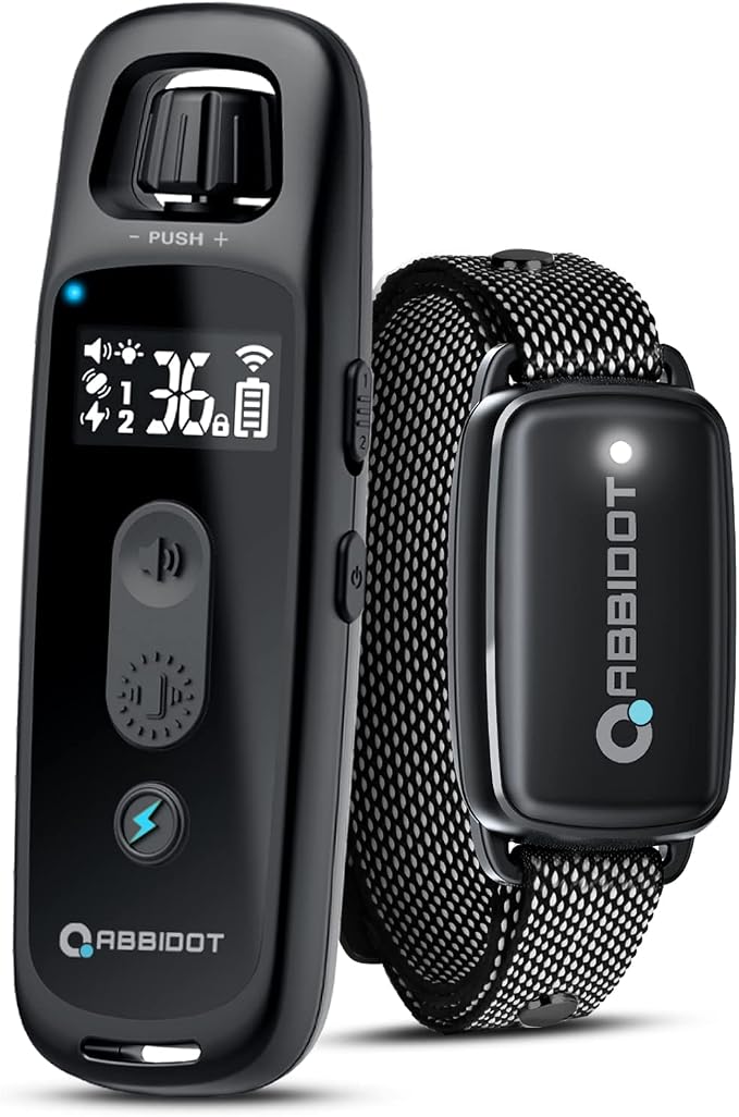 ABBIDOT Shock Collar for Dogs, 3300 FT Dog Training Collar with Remote, IPX7 Waterproof with 4 Training Modes, Rechargeable E-Collar for All Breeds (15-120 lbs) (Light Blue, 1 Collar)