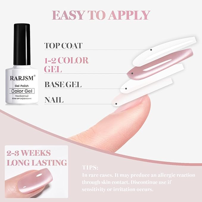 RARJSM Nude Pink Ceramics Glitter Cat Eye Gel Nail Polish Set 6Pcs Velvet Rose Champagne Beige Plum Nuded Blush Mauve Pink Smoothie Cateye Gel Polish with Magnetic Stick Curing Require Home Salon