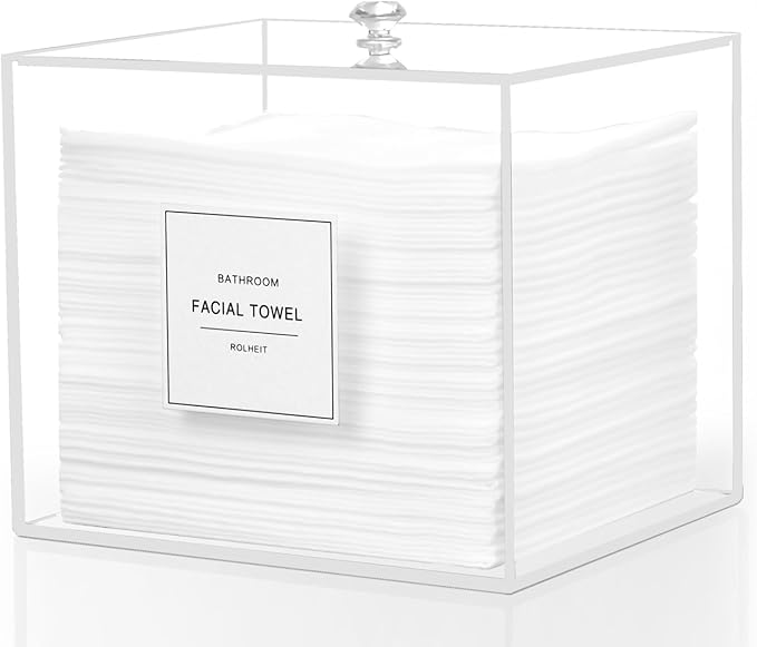 Disposable Face Towel Holder, Acrylic Face Towelettes Storage Box Compatible with Clean Skin Club Clean Towel Face Towels, Clear Skin Towels Containers, Makeup Remover Cloth Organizer