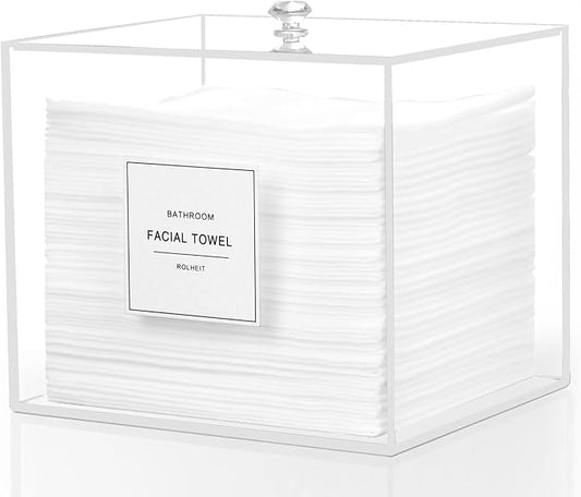 Disposable Face Towel Holder, Acrylic Face Towelettes Storage Box Compatible with Clean Skin Club Clean Towel Face Towels, Clear Skin Towels Containers, Makeup Remover Cloth Organizer