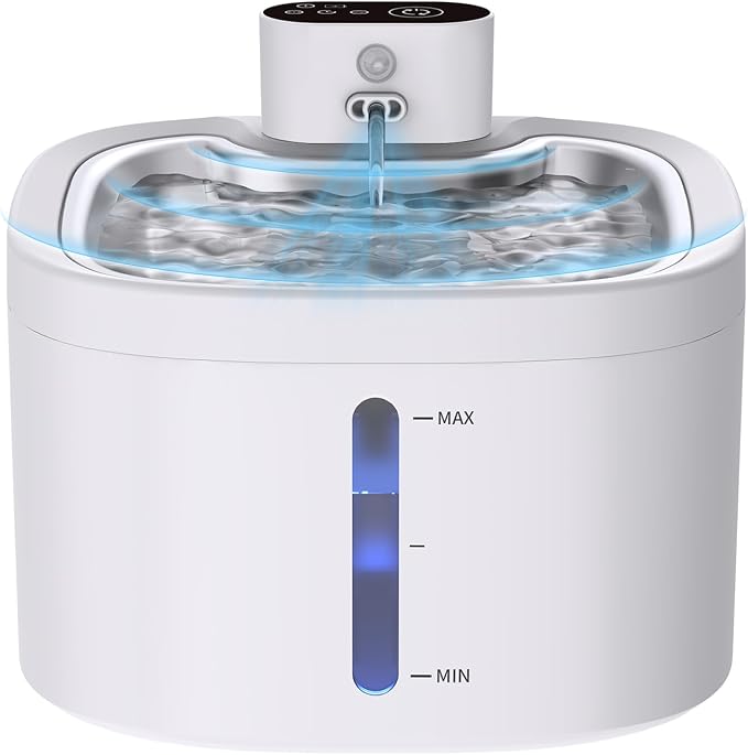 Cat Water Fountain Wireless: 118oz/3.5L Battery Operated Pet Water Fountain for Cats Indoor with Motion Sensor, Quiet Automatic Fountain with Stainless Steel Tray(2Filters)