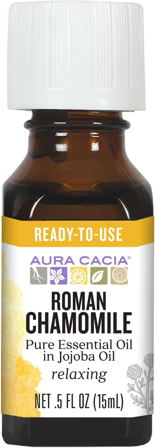 Aura Cacia Roman Chamomile in Jojoba Oil, 100% Pure Therapeutic Grade, 15ml