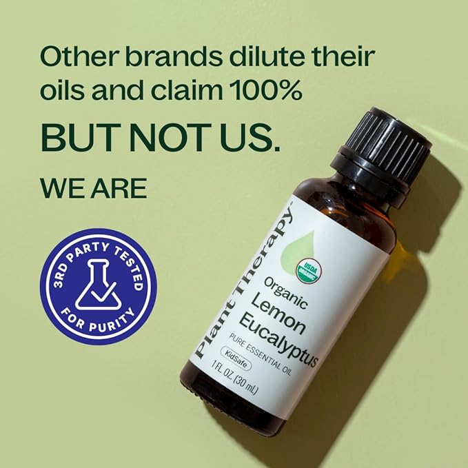 Plant Therapy Organic Lemon Eucalyptus Essential Oil, 30 mL (1 oz), 100% Pure and Undiluted, USDA Certified Organic, Great for Essential Oil Diffusing and DIY Cleaning Solutions