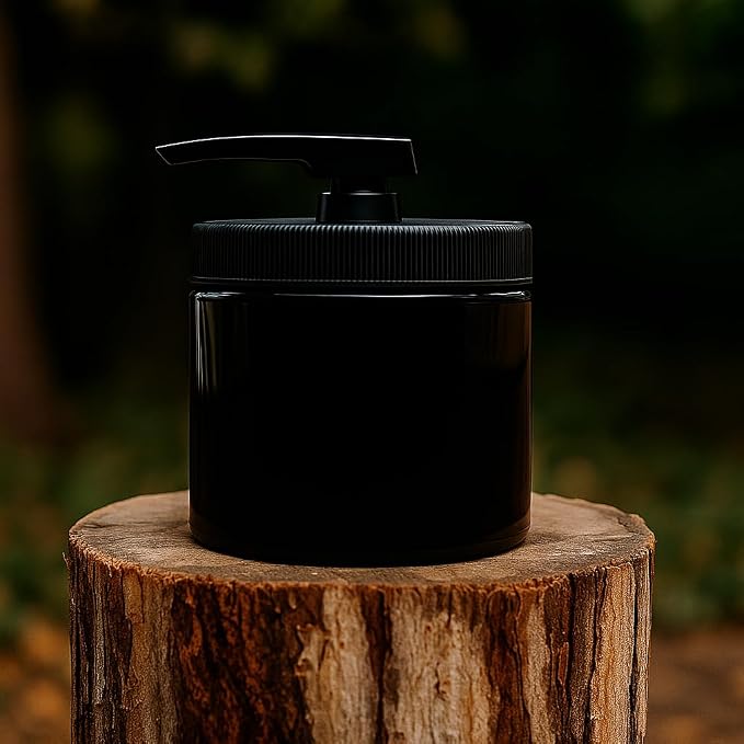 Royal Massage 16oz Refillable Pump Jar with Locking Dip Tube Dispenser – BPA-Free Plastic Container for Massage Oils, Lotions, Creams – Ribbed Lid Wide-Mouth Jar – Durable & Reusable (Black/Black, 3)