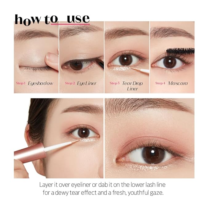 ETUDE Tear Drop Eye Liner #4 Sun Light (21AD) | Long-Lasting Liquid Glittering Eye Liner to Make Your Eyes Sparkle | K-Beauty